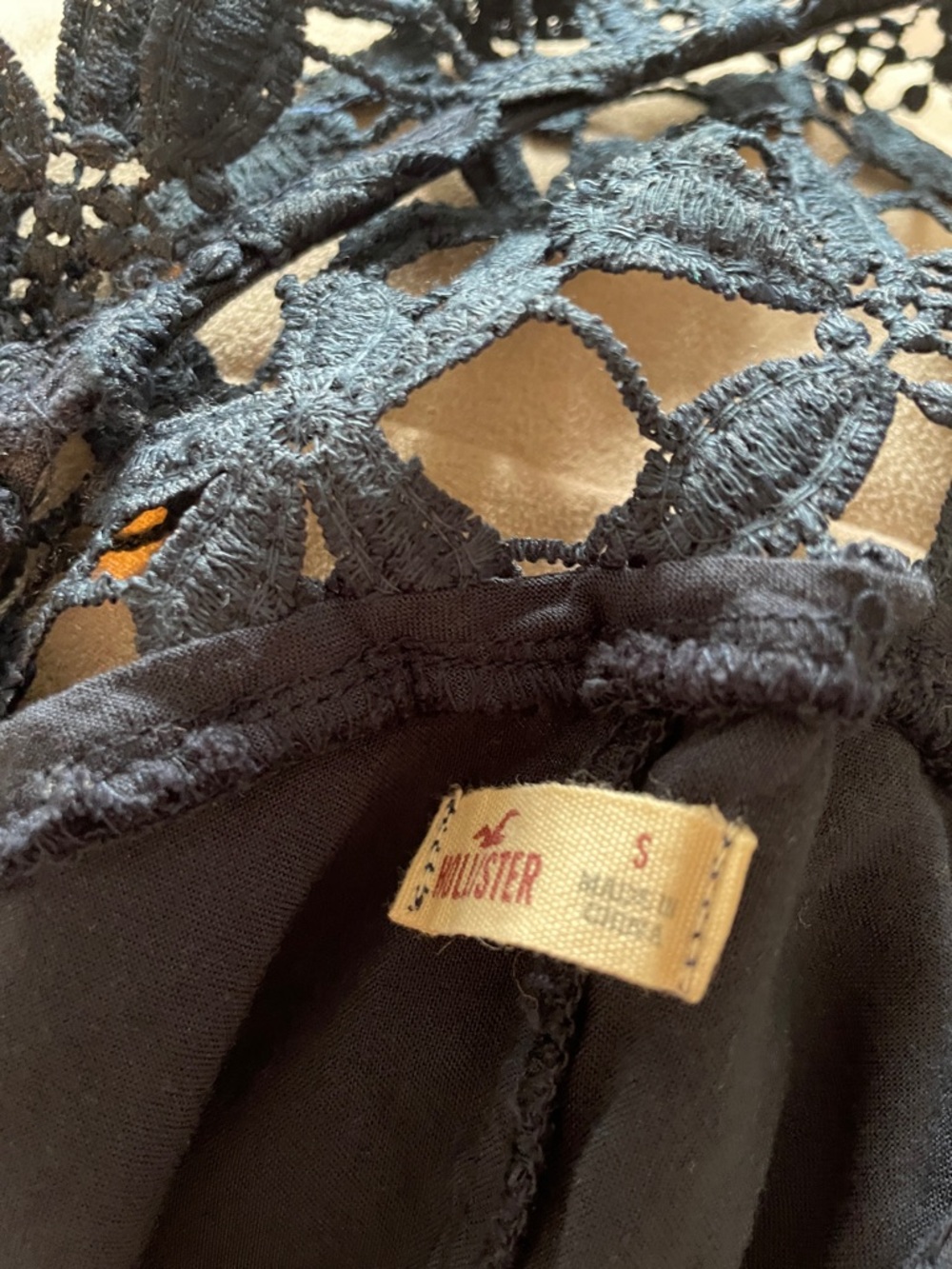 Hollister Black Floral Cutout Lace Tank